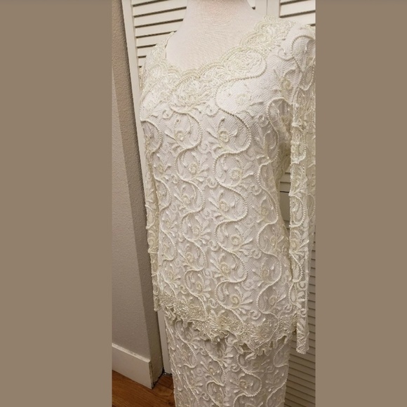 SOLD!Vintage Laurence Kazar Beaded Wedding Dress.L - Picture 2 of 8